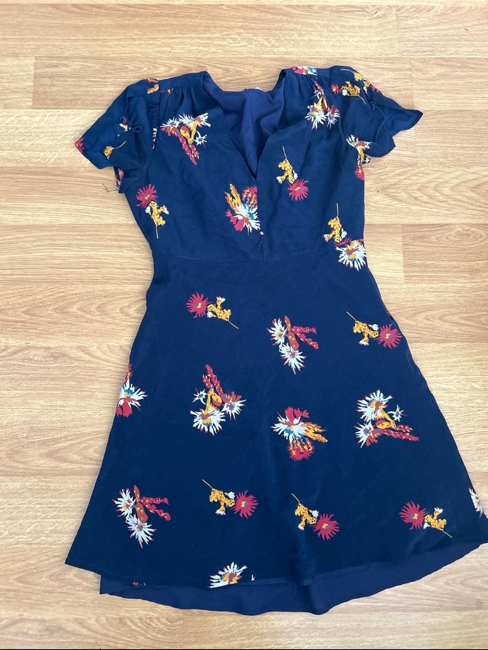 Madewell Navy Floral Wrap-Style Midi Poppy Dress - Picture 3 of 4